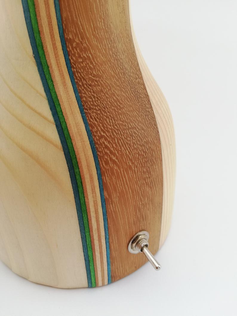 Skateboard Lamp "Spine" Blue Green - Wallie Wood